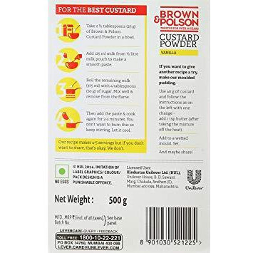 Brown & Polson Custard Powder Vanilla - 500 Gm (1.1 Lb)