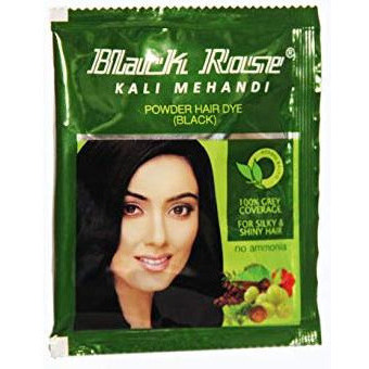 Black Rose Kali Mehandi Black Powder Hair Dye 5 Sachets - 50 Gm (1.76 Oz)