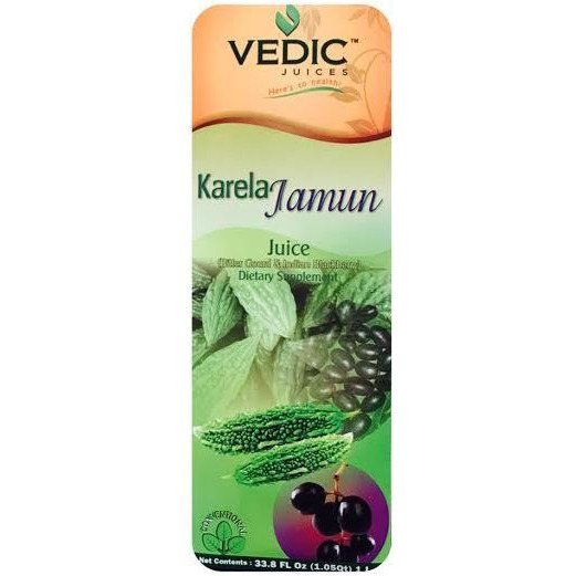 Case of 12 - Vedic Karela Jamun Juice - 1 L (33.8 Fl Oz)