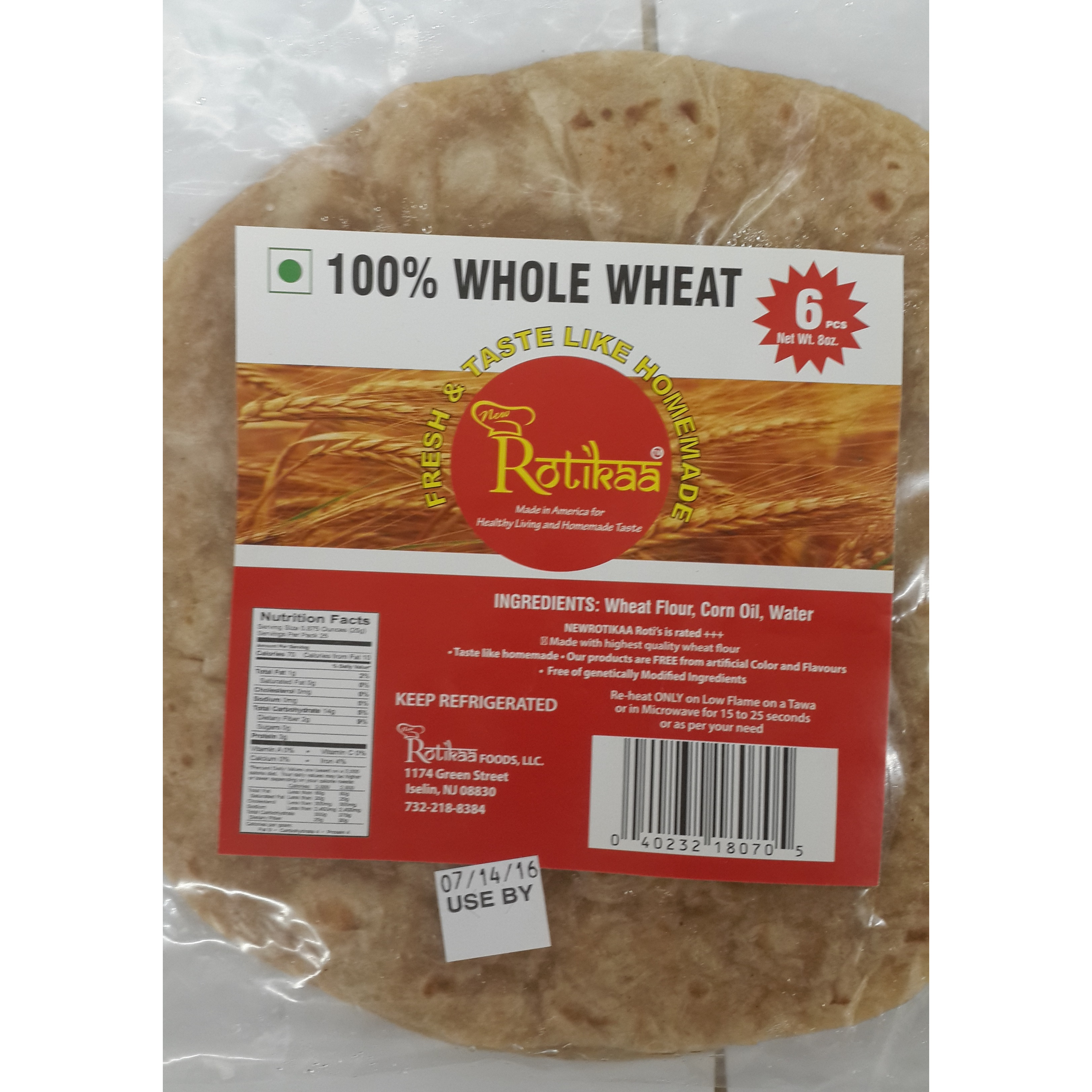 Rotikaa 100% Whole Wheat Roti Small 25 Pc - 25 Oz