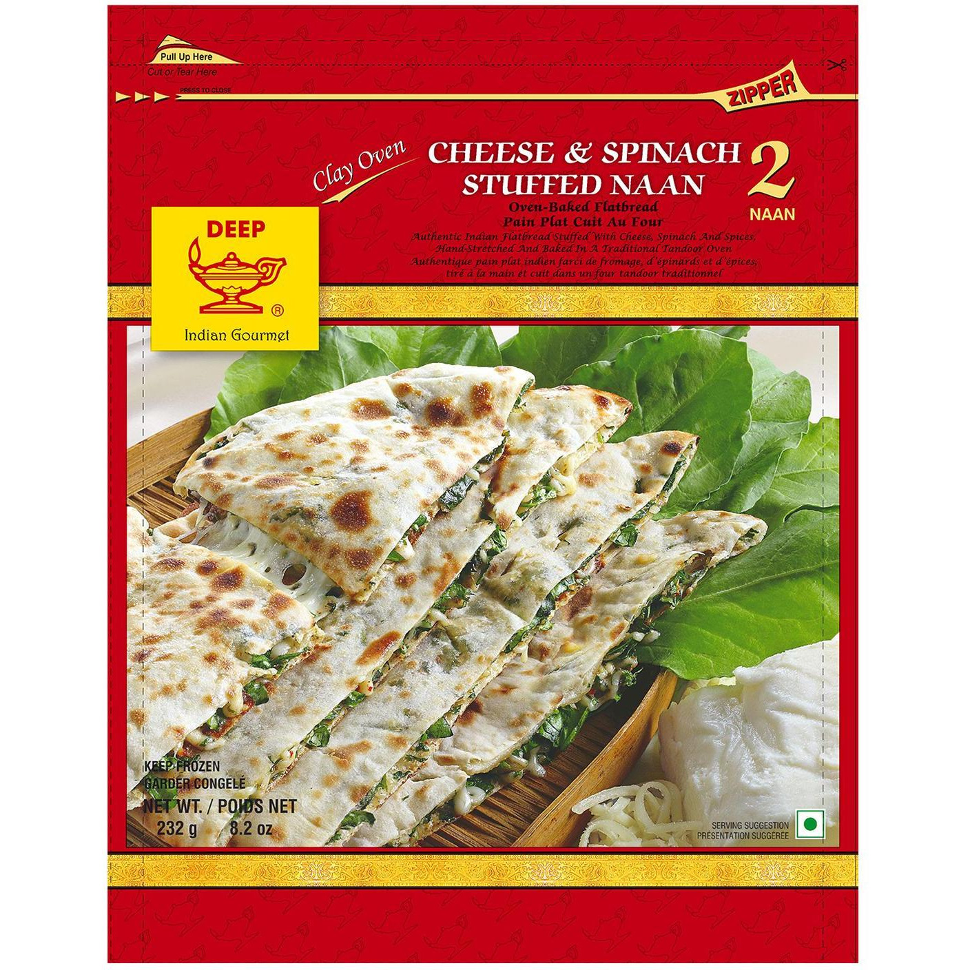 Deep Cheese Spinach Stuffed Naan - 8.2 Oz (232 Gm)