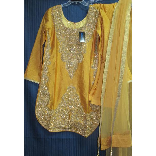 Suit 7792 Golden Tussar Trousseau Salwar Kameez Dupatta M Bridal Wear Dress