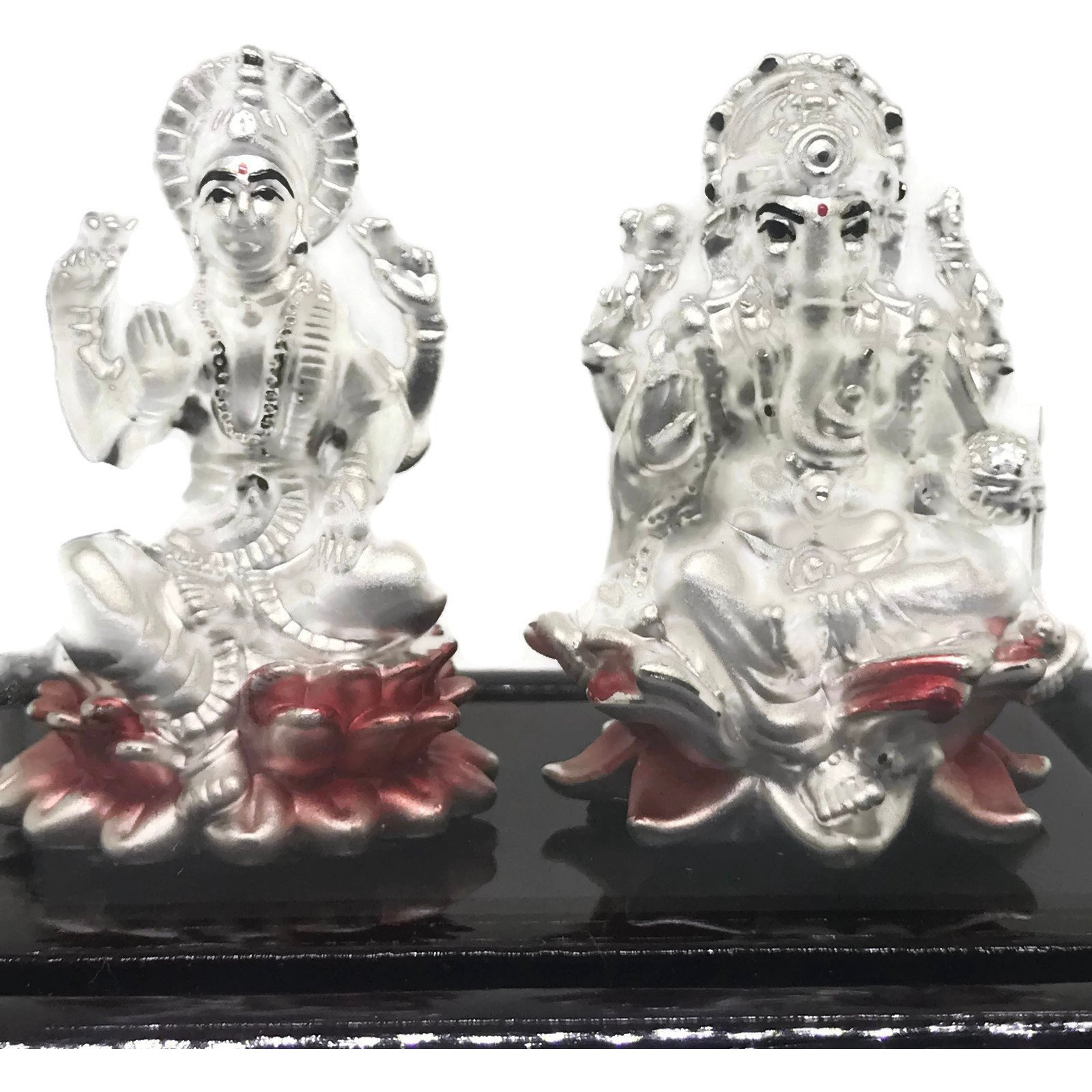 999 Pure Silver Ganesh & Lakshmi/Laxmi Idol/Statue / Murti (Figurine# 05) (Shipping: EXPEDITED SHIPPING (2-3 DAYS)+$12.99)