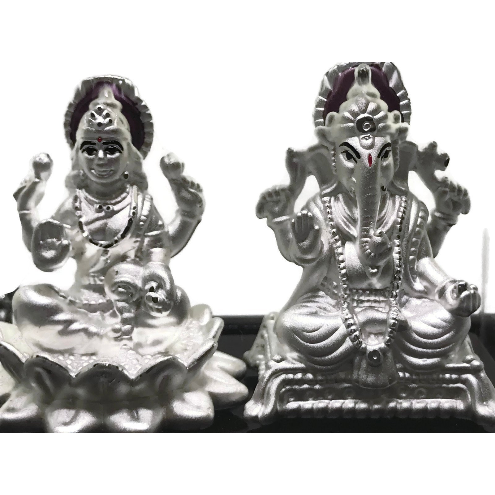 999 Pure Silver Ganesh & Lakshmi/Laxmi Idol/Statue / Murti (Figurine# 03) (Shipping: EXPEDITED SHIPPING (2-3 DAYS)+$12.99)