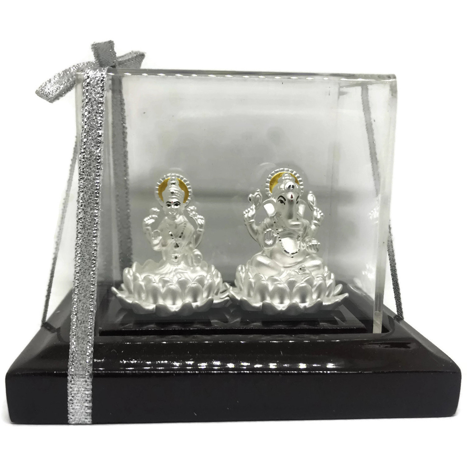 999 Pure Silver Ganesh & Lakshmi / Laxmi Idol / Statue / Murti (Figurine# 12) (Shipping:  (5-6 DAYS) +$0)