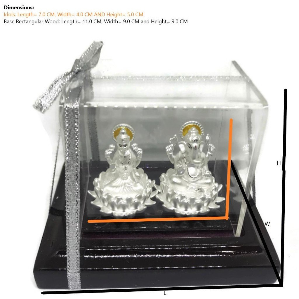 999 Pure Silver Ganesh & Lakshmi / Laxmi Idol / Statue / Murti (Figurine# 12) (Shipping:  (5-6 DAYS) +$0)