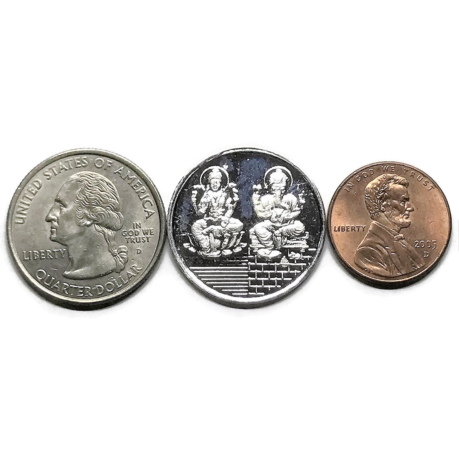 Ganesha Lakshmi/Laxmi Pure Silver (999) 5 Gram Coin (Set of Five Coin) (Shipping: 1DAY EXPRESS SHIPPING (1 DAY) +$25.99 - 1.00 PM PST CUTOFF)