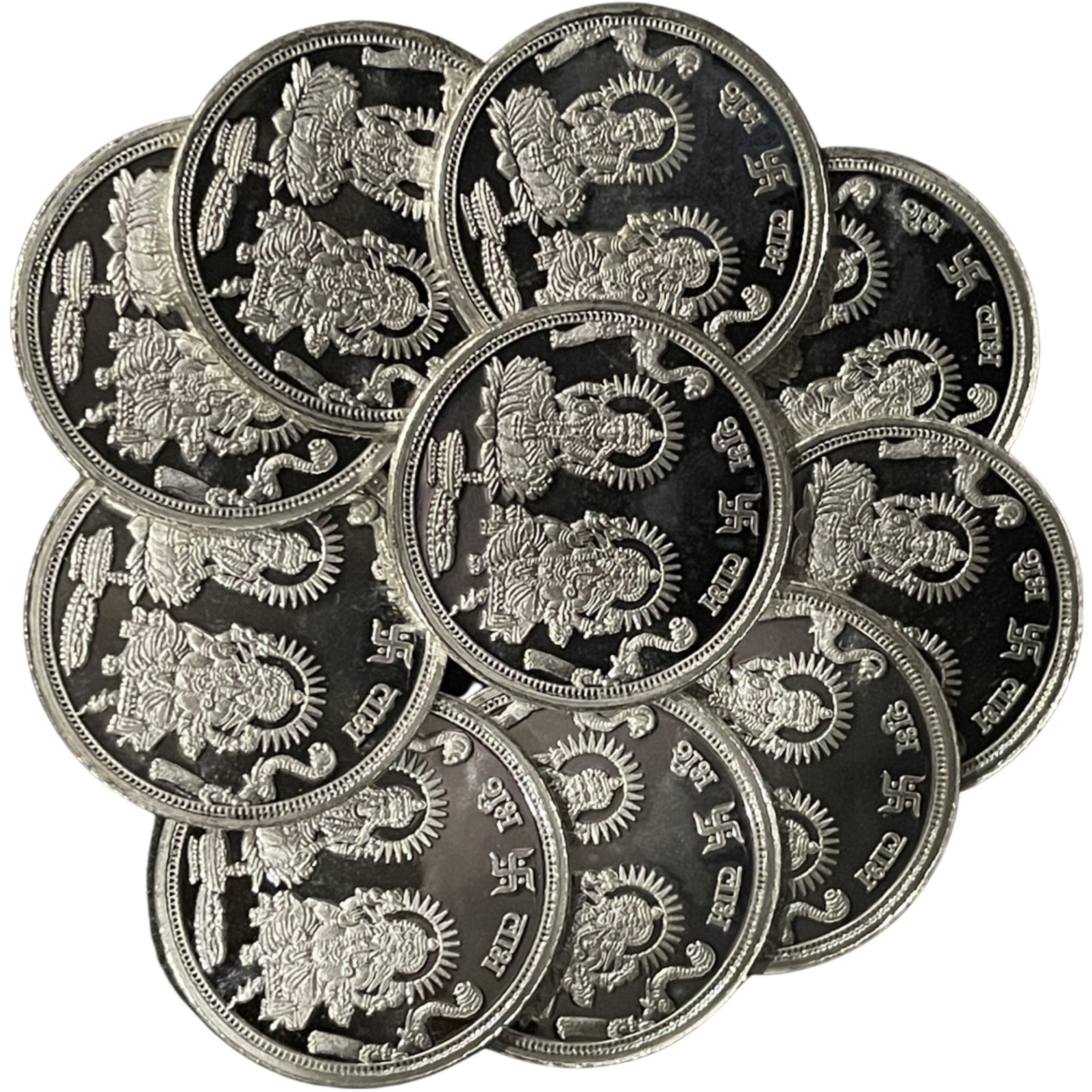 Ganesha Lakshmi/Laxmi Pure Silver (999) 10 Gram Coin (Set of Eleven Coin) (Shipping: STANDARD SHIPPING (4-5 DAYS) +$4.99)