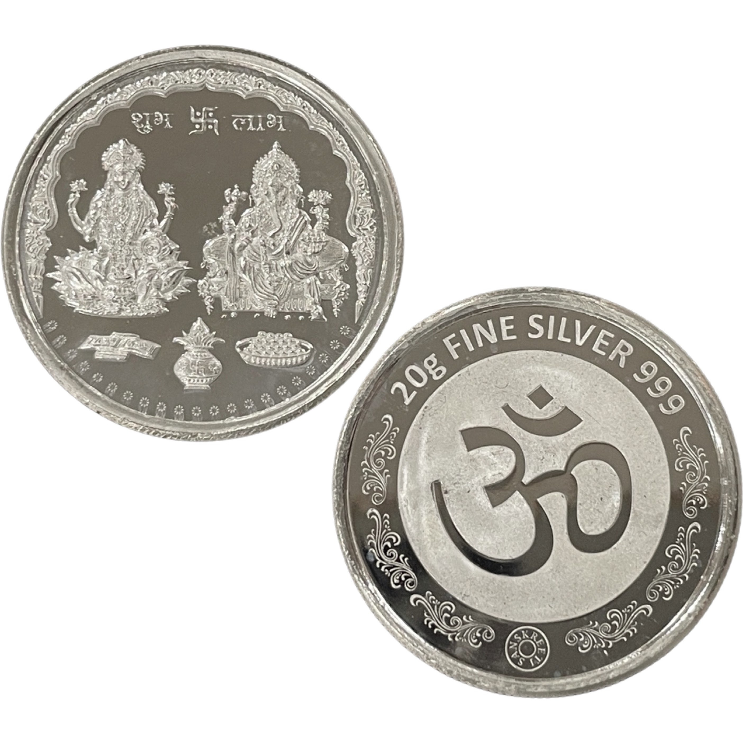 Ganesha Lakshmi/Laxmi Pure Silver (999) 20 Gram Coin (Set of Five Coin)
