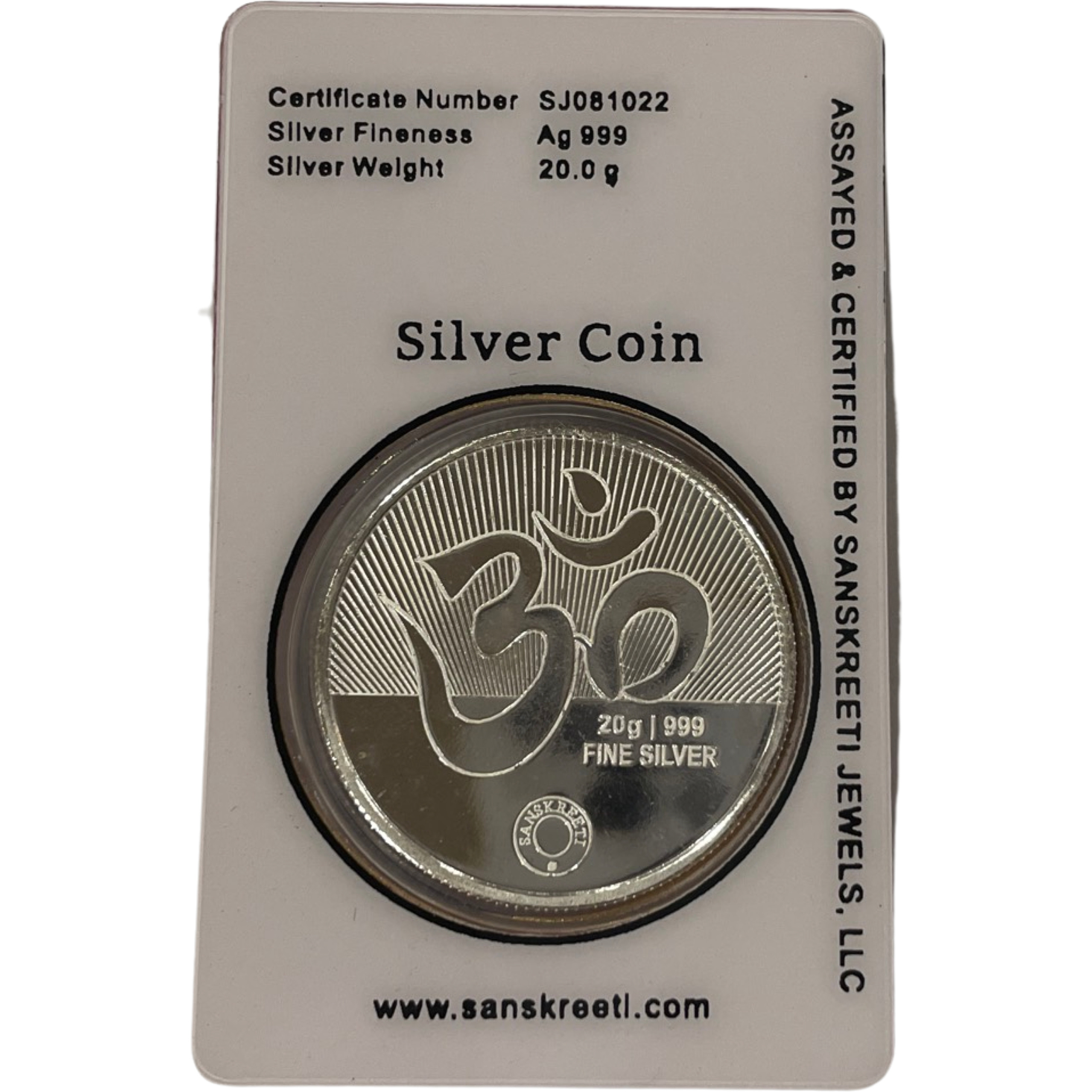 999 Pure Silver Ganesh Lakshmi / Laxmi Twenty Gram Sealed Meena Coin