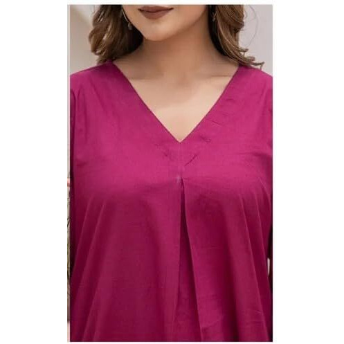 womens cotton V Neck kurta pant set (Size M)