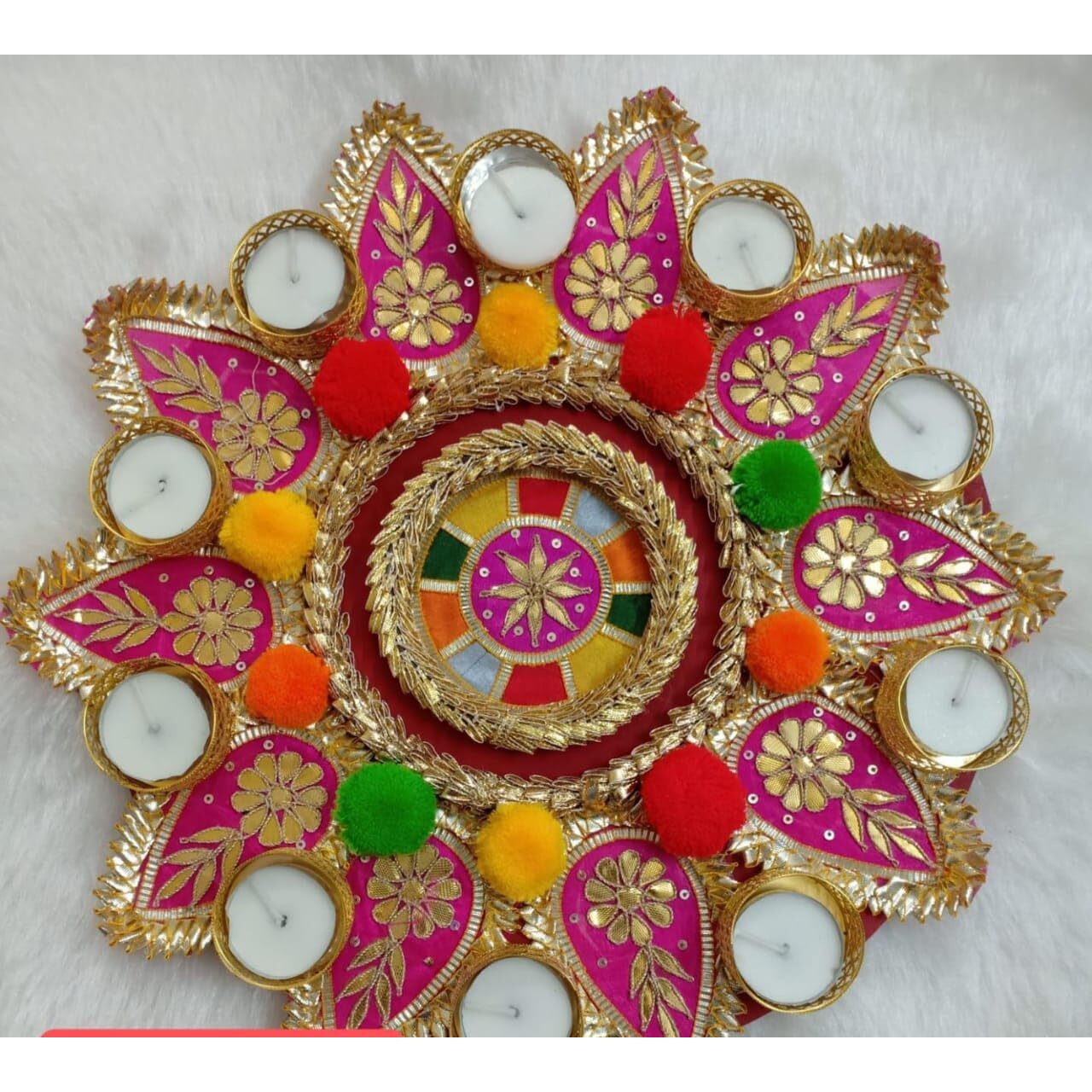 Rangoli Mats Tealight Candle Holder Rangoli for Home Decoration (Multicolor 5)