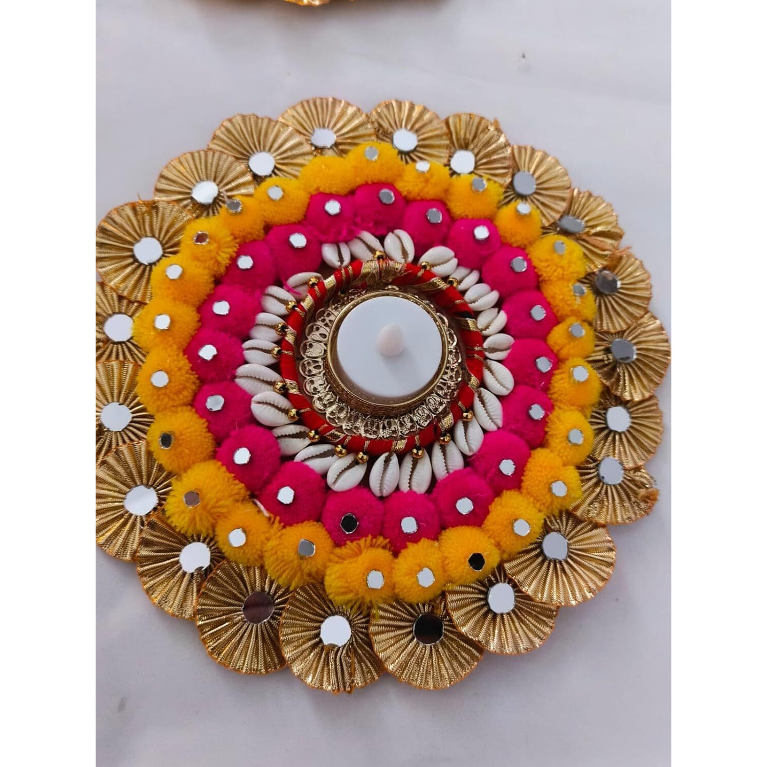 Rangoli Mats Tealight Candle Holder Rangoli for Home Decoration (Multicolor 2)