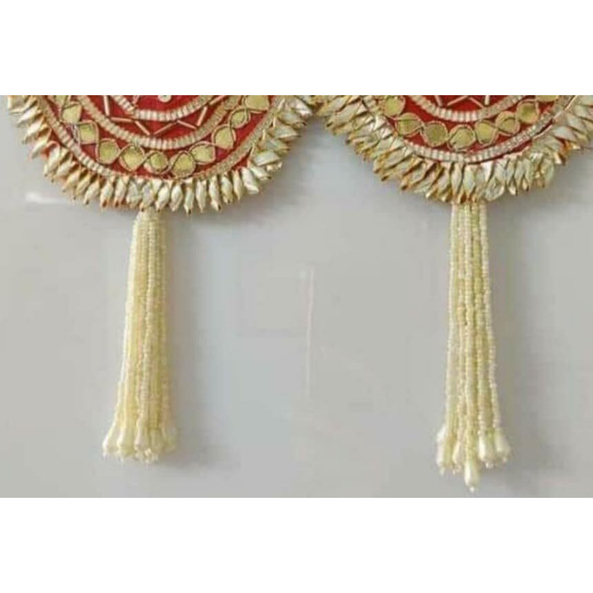 Handmade Lotus Wall Decor with Jhumki Style Hanging - Perfect for Temple/Pooja Decor, Diwali & Festivals - 2 PCS (Red Lotus)