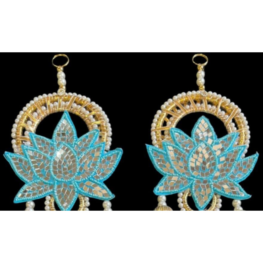Handmade Wall Decor Lotus with jhumki Style Hanging for Home Decor,Diwali Decor,Wedding and All Festival Decor Export Quality Lotus.Perfect for Temple/Pooja Decor 2 PCS (2)