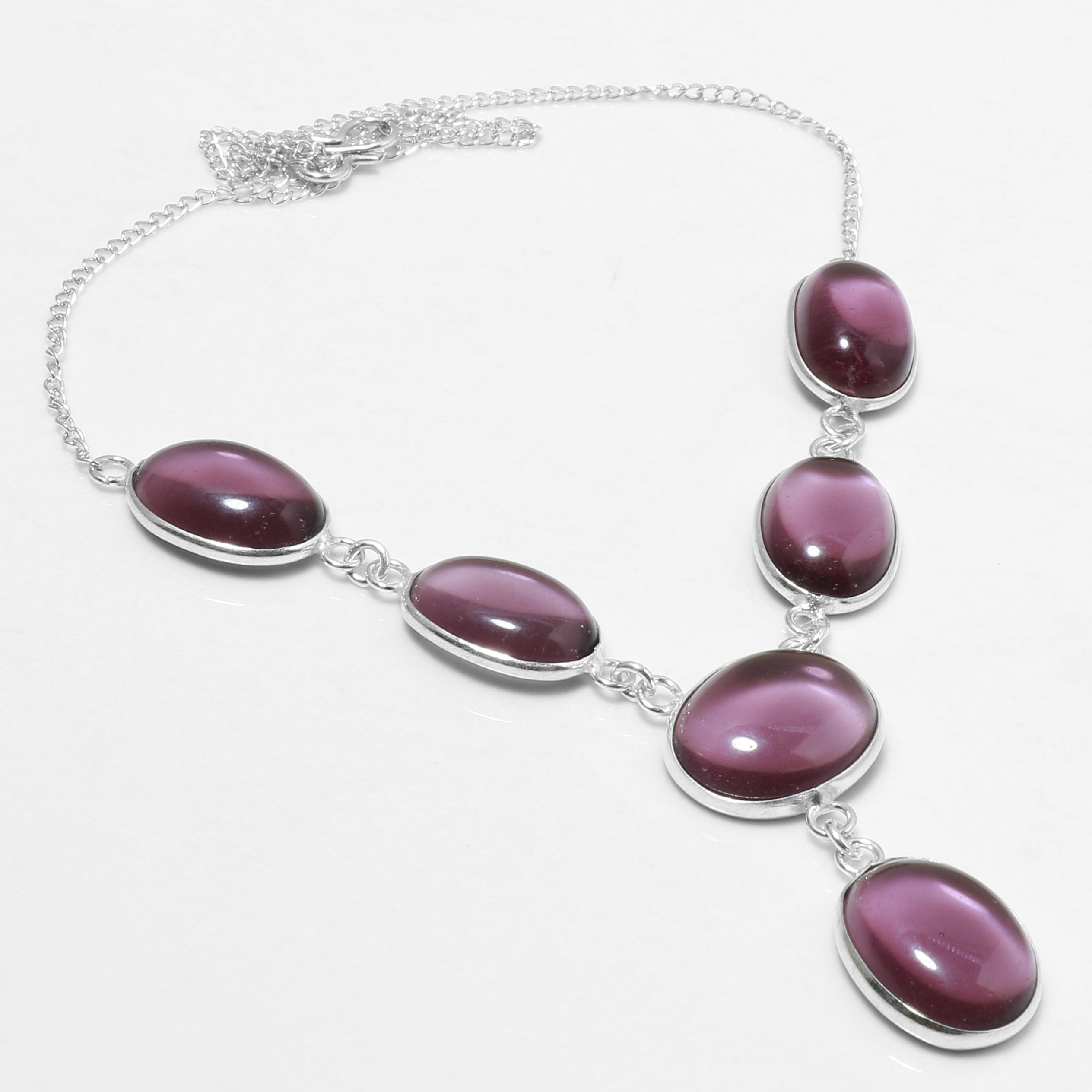 Amethyst Necklace 925 Silver Plated Chain Necklace 18 inch  JJ-3684