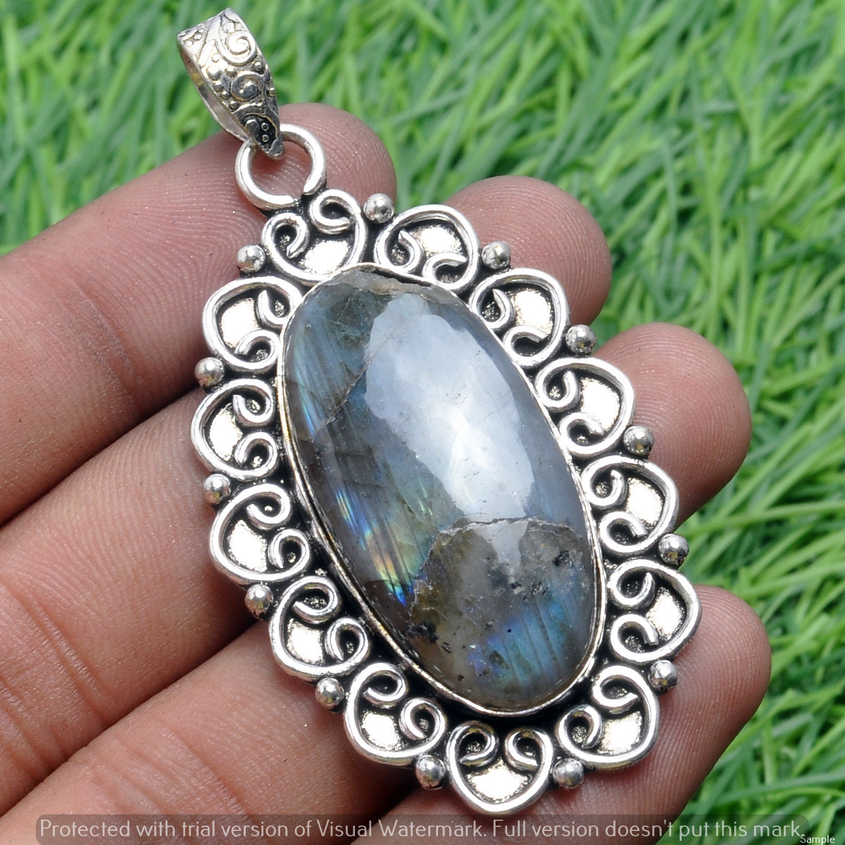 Labradorite Gemstone Handmade Pendant 925 Sterling Silver Jewelry DP-3762