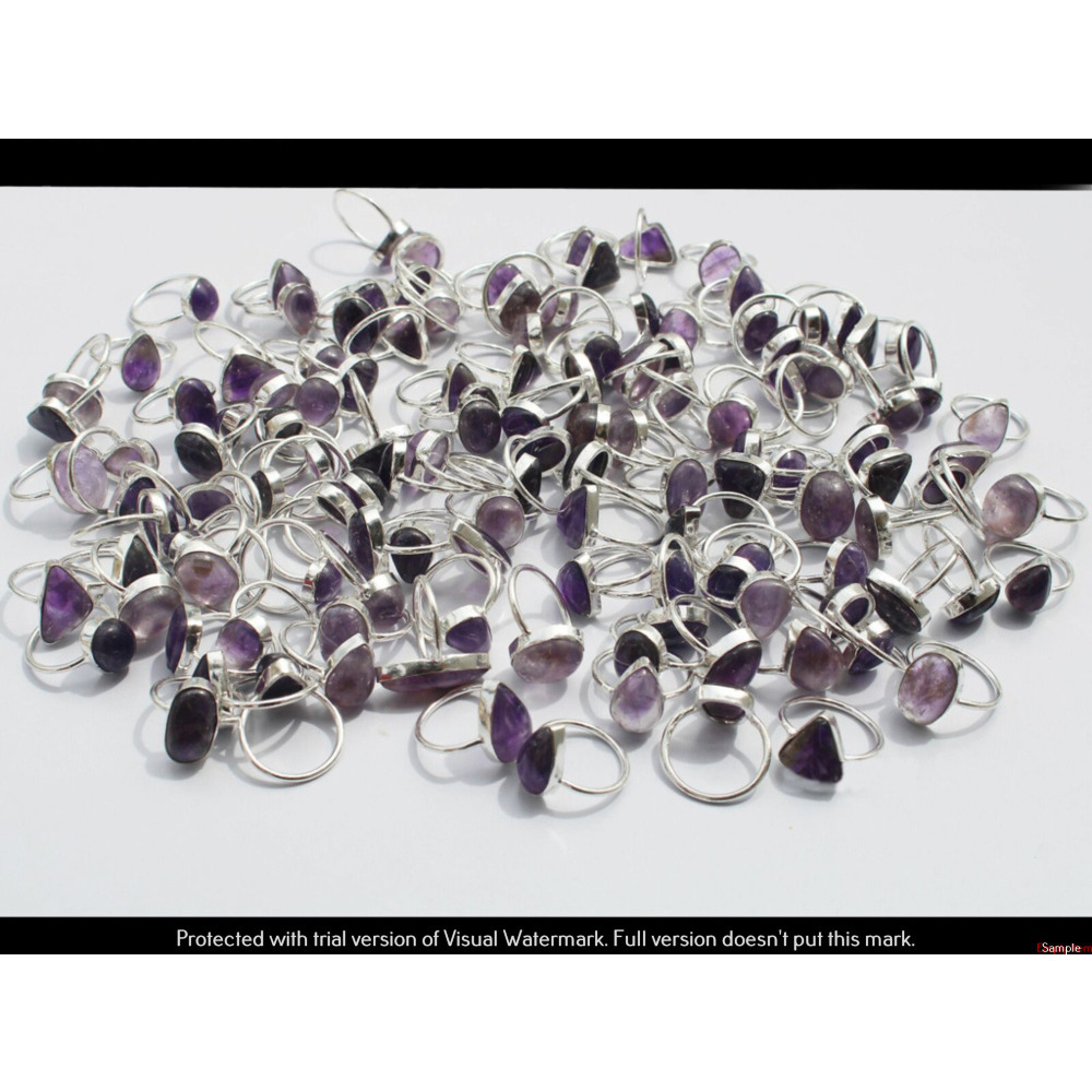 Amethyst 50 Piece Wholesale Ring Lots 925 Sterling Silver Ring NRL-4187