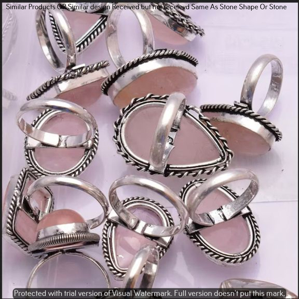 Rose Quartz 40 Piece Wholesale Ring Lots 925 Sterling Silver Ring NRL-3839