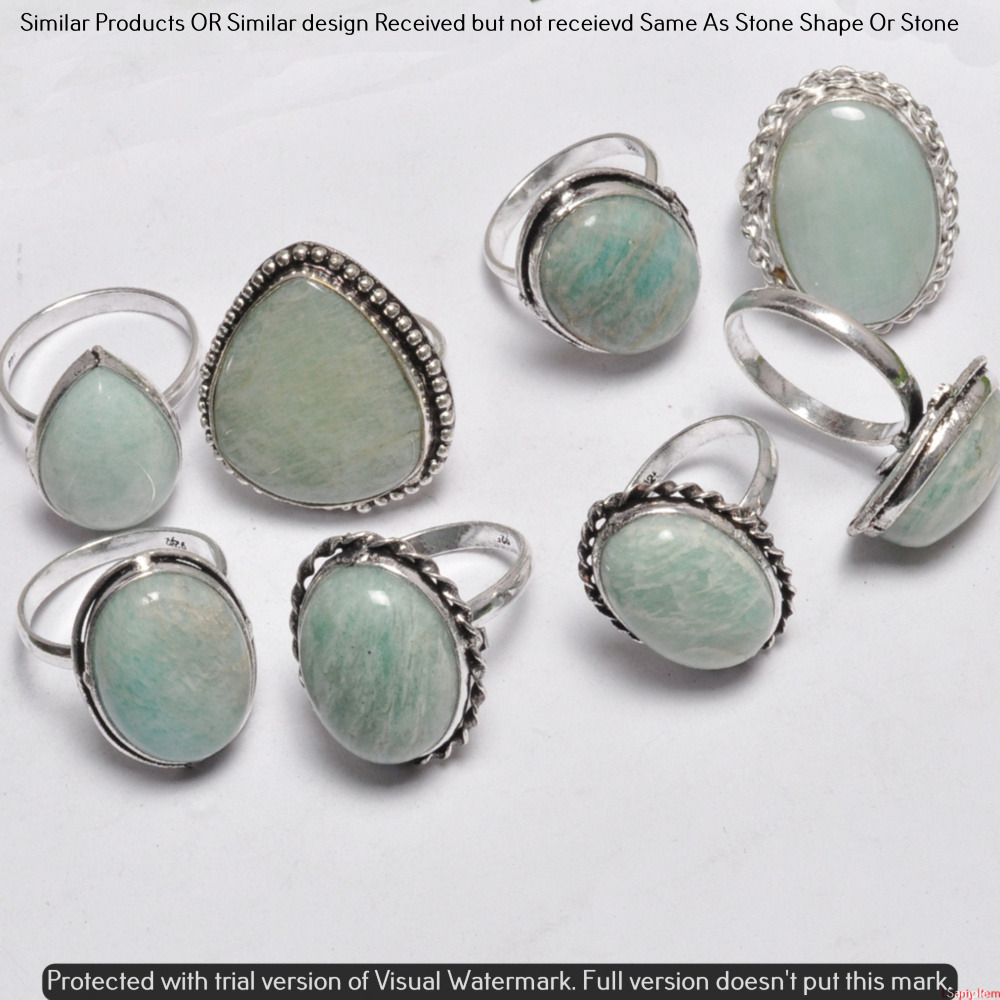 Amazonite 40 Piece Wholesale Ring Lots 925 Sterling Silver Ring NRL-3708
