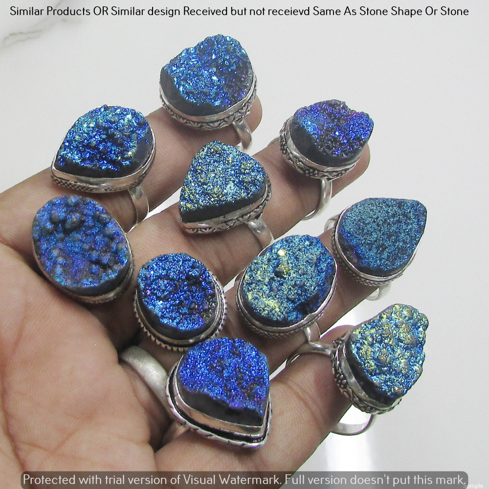 Titanium Druzy 40 Piece Wholesale Ring Lots 925 Sterling Silver Ring NRL-3549