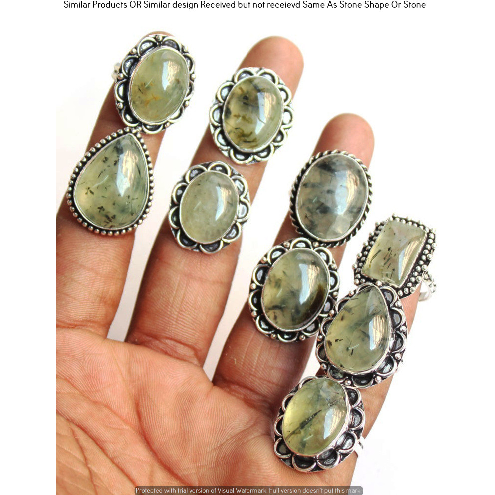 Prehnite 30 Piece Wholesale Ring Lots 925 Sterling Silver Ring NRL-2858