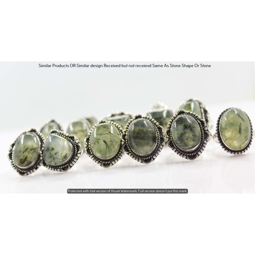 Prehnite 5 Piece Wholesale Ring Lots 925 Sterling Silver Ring NRL-268