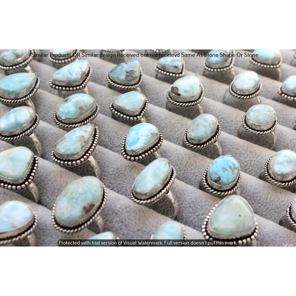 Real Larimar 20 Piece Wholesale Ring Lots 925 Sterling Silver Ring NRL-2195