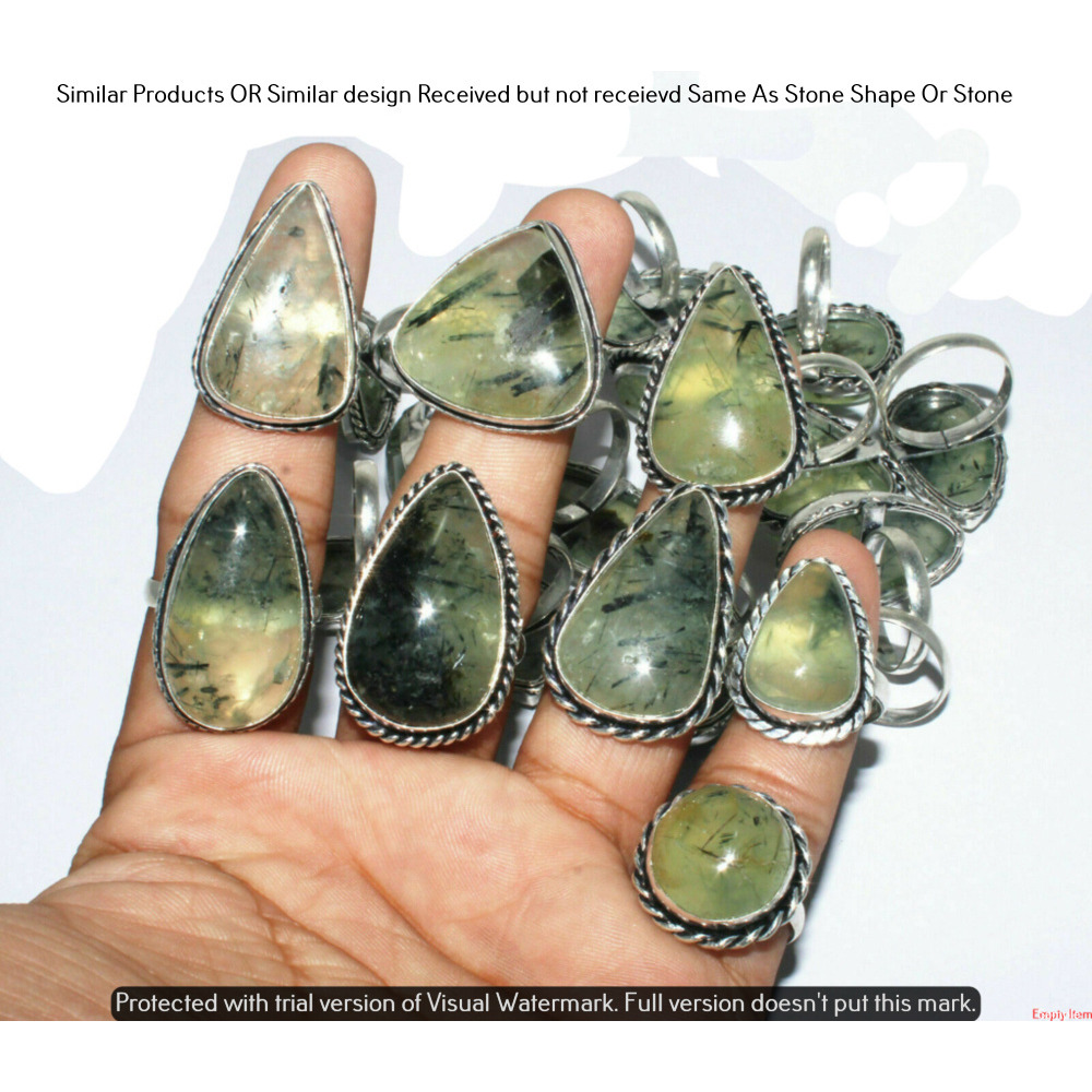Prehnite 20 Piece Wholesale Ring Lots 925 Sterling Silver Ring NRL-2085
