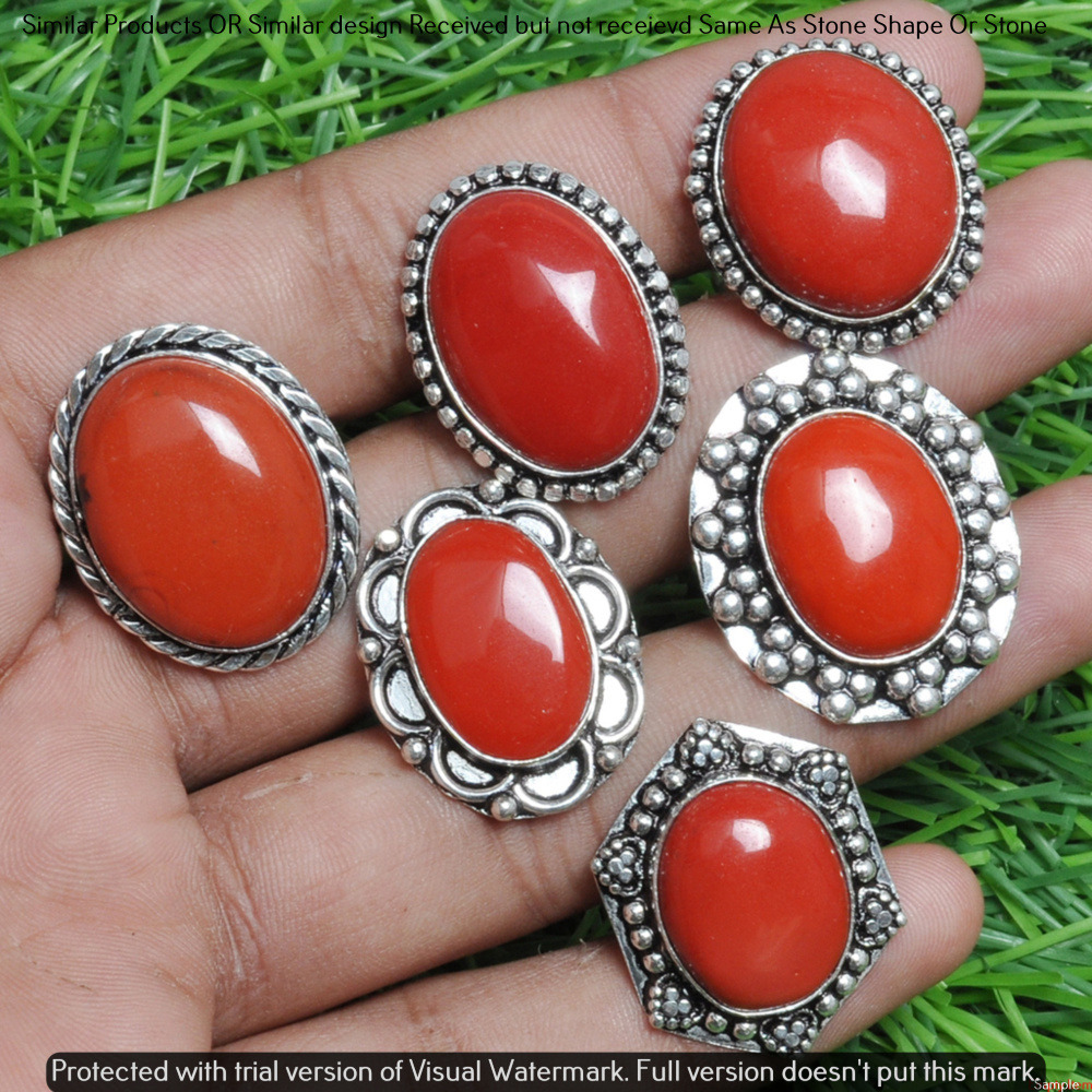 Coral 15 Piece Wholesale Ring Lots 925 Sterling Silver Ring NRL-1436