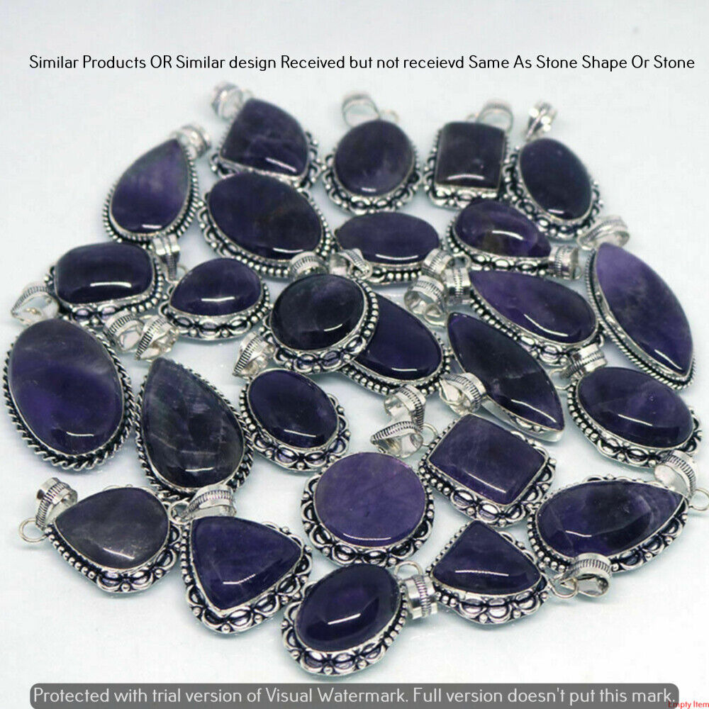 Amethyst 5 Pcs Wholesale Lot 925 Sterling Silver Plated Jewelry NP-14-383