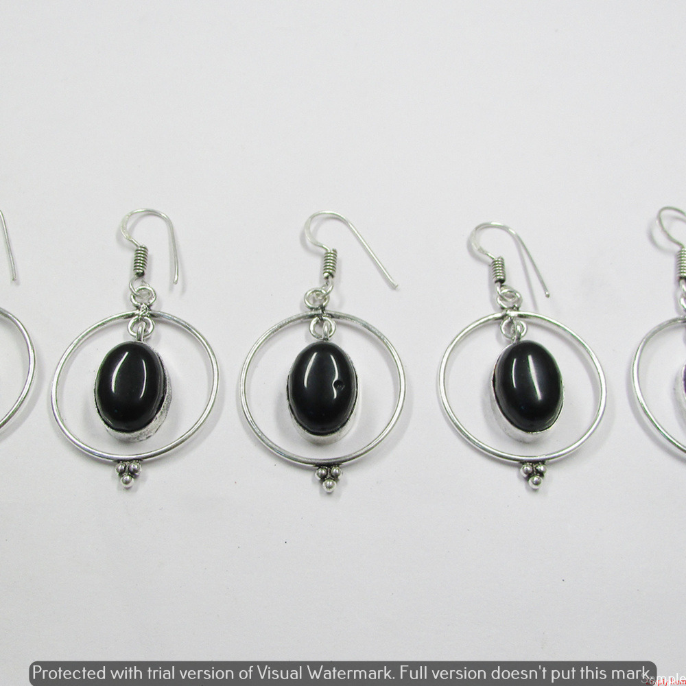 Black Onyx 15 Pair Wholesale Lot 925 Sterling Silver Earring NLE-855