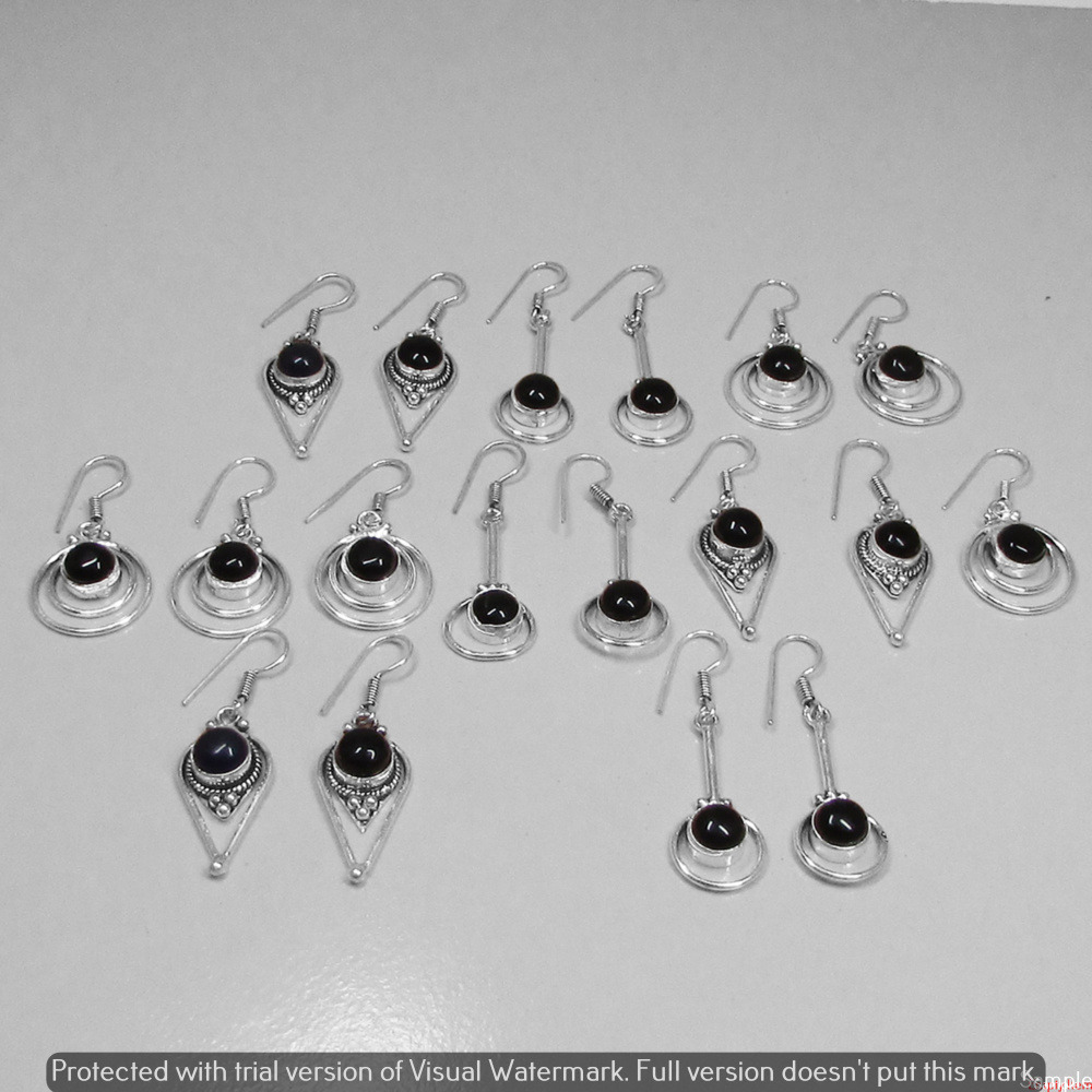 Black Onyx 15 Pair Wholesale Lot 925 Sterling Silver Earring NLE-796
