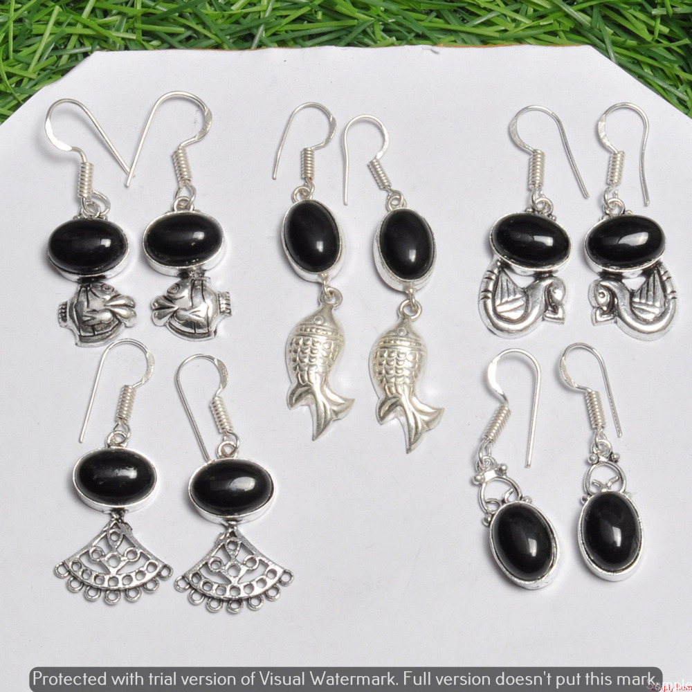 Black Onyx 15 Pair Wholesale Lot 925 Sterling Silver Earring NLE-754
