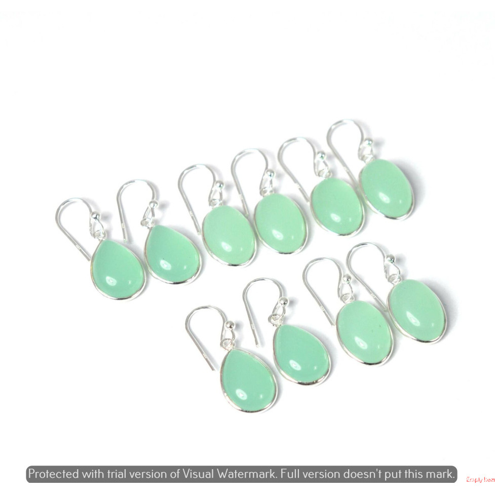 Chalcedony 10 Pair Wholesale Lot 925 Sterling Silver Earring NLE-589