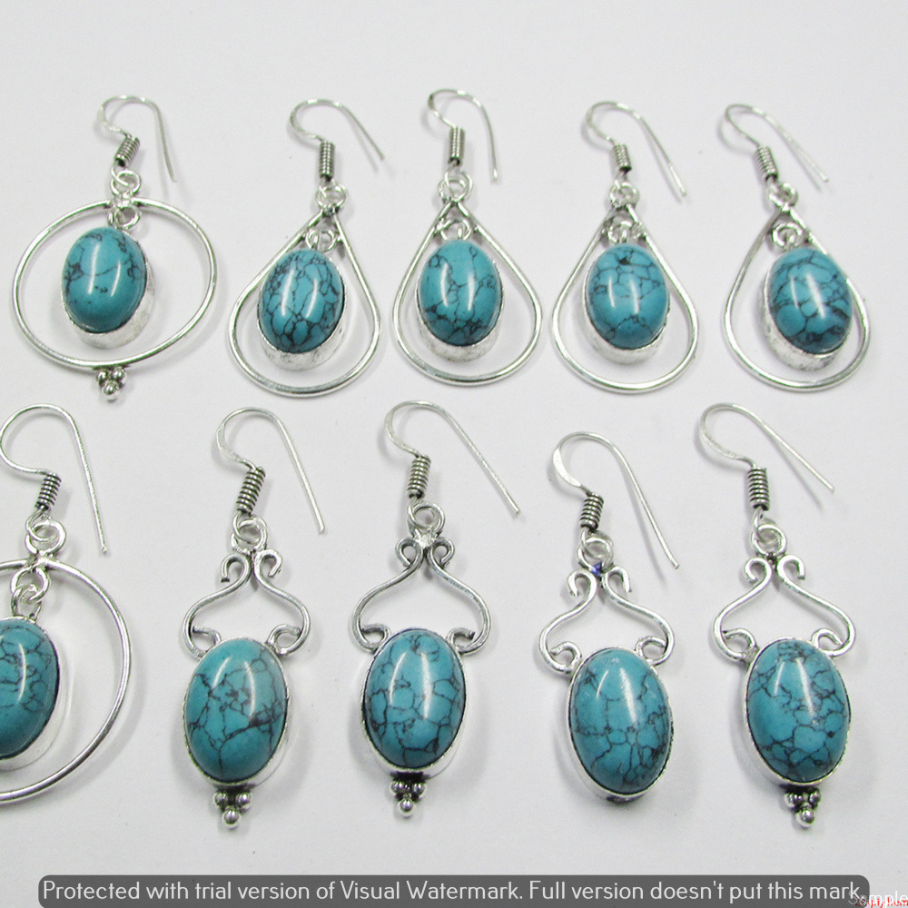 Turquoise 1 Pair Wholesale Lot 925 Sterling Silver Earring NLE-2962