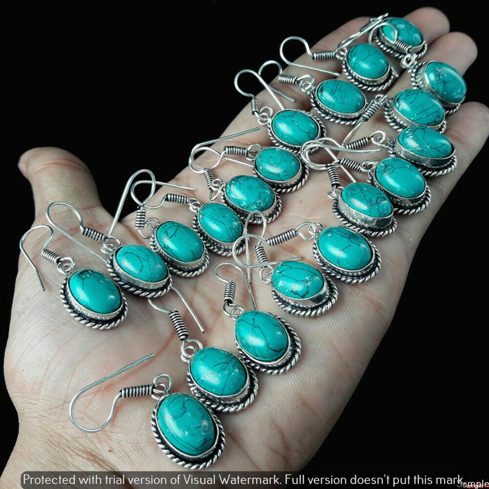 Turquoise 100 Pair Wholesale Lot 925 Sterling Silver Earring NLE-2735