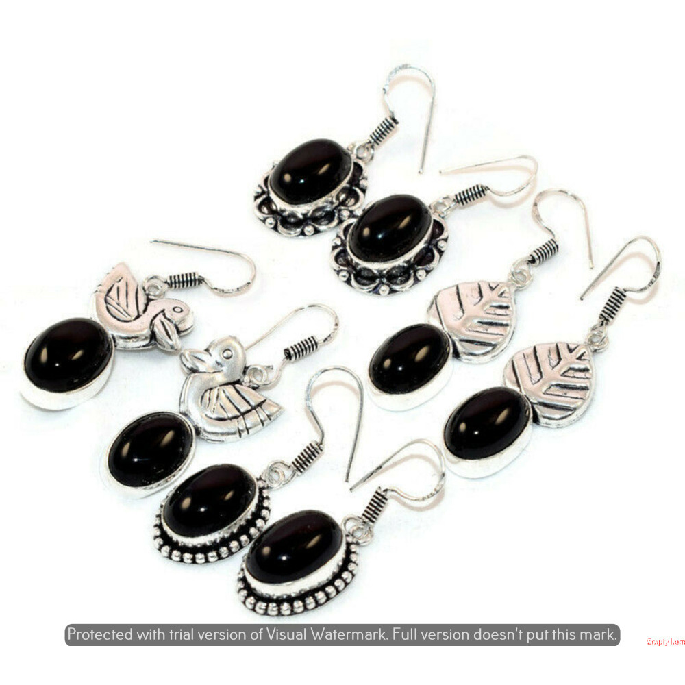 Black Onyx 100 Pair Wholesale Lot 925 Sterling Silver Earring NLE-2711