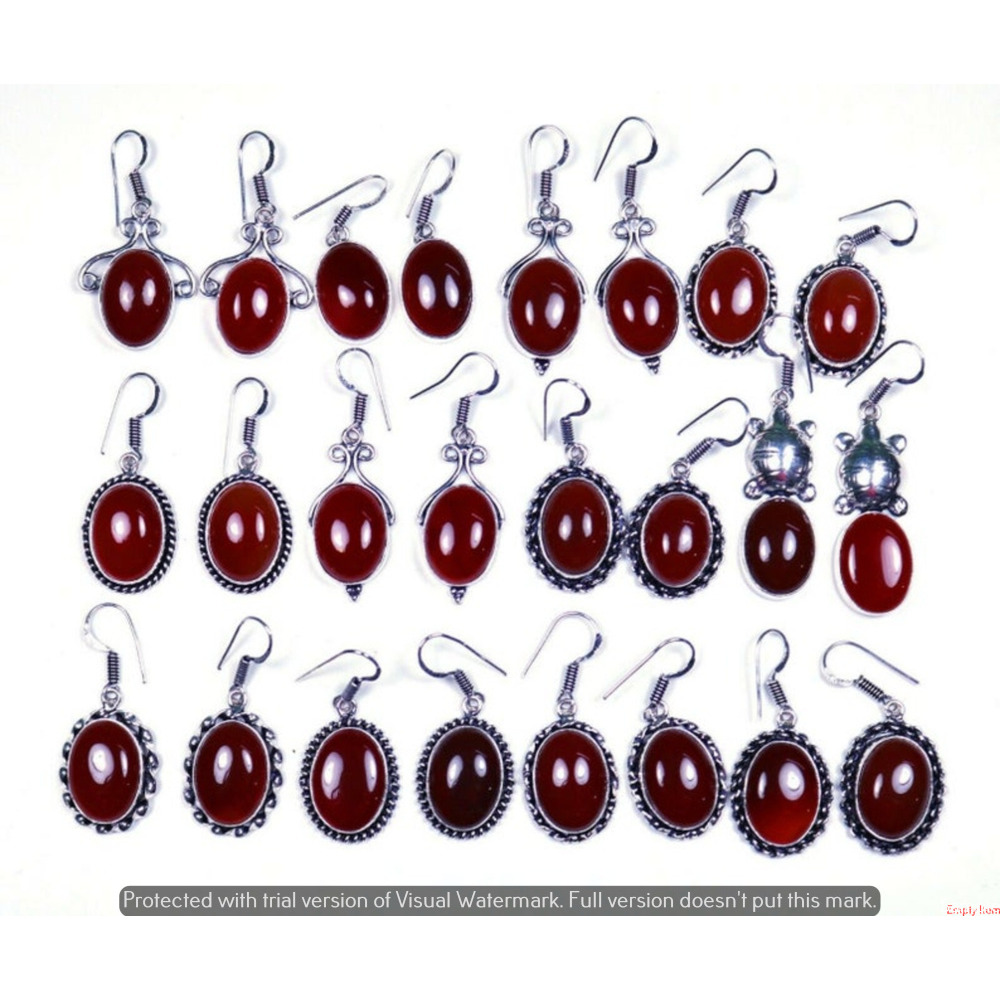 Red Onyx 100 Pair Wholesale Lot 925 Sterling Silver Earring NLE-2668