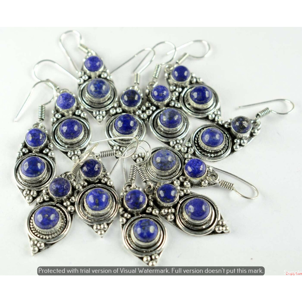 Lapis Lazuli 40 Pair Wholesale Lot 925 Sterling Silver Earring NLE-2133