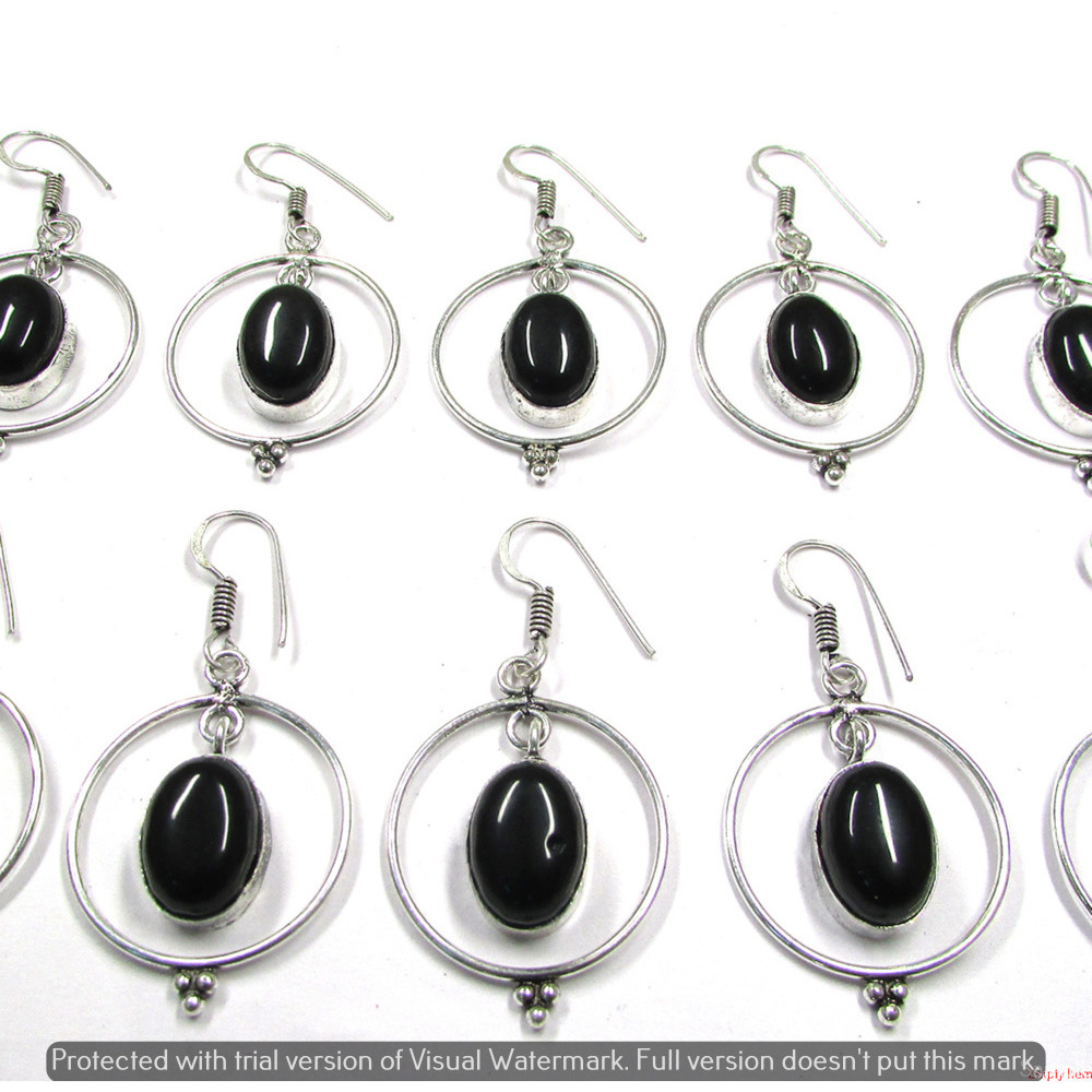 Black Onyx 40 Pair Wholesale Lot 925 Sterling Silver Earring NLE-2054