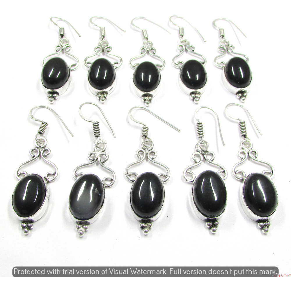 Black Onyx 30 Pair Wholesale Lot 925 Sterling Silver Earring NLE-1750