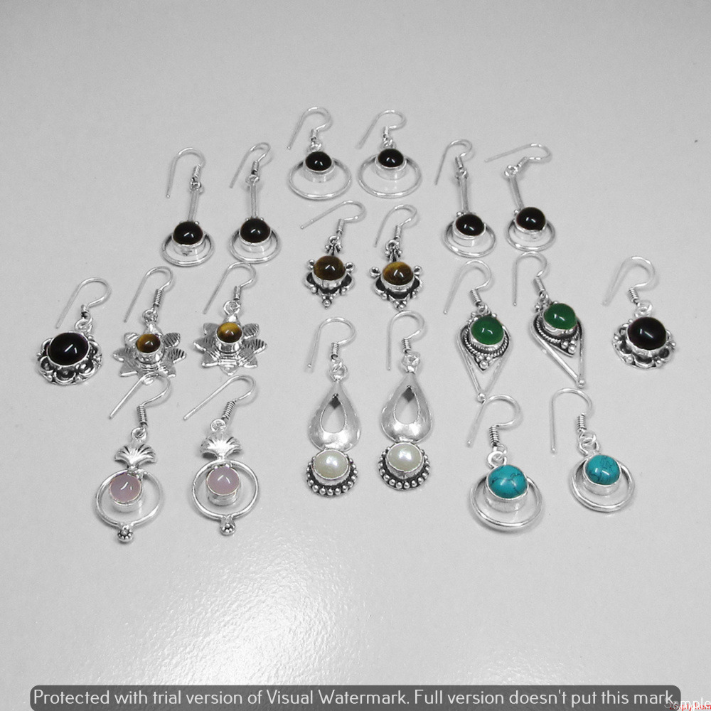 Garnet & Mixed 25 Pair Wholesale Lot 925 Sterling Silver Earring NLE-1398
