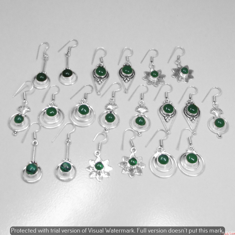 Green Onyx 25 Pair Wholesale Lot 925 Sterling Silver Earring NLE-1395