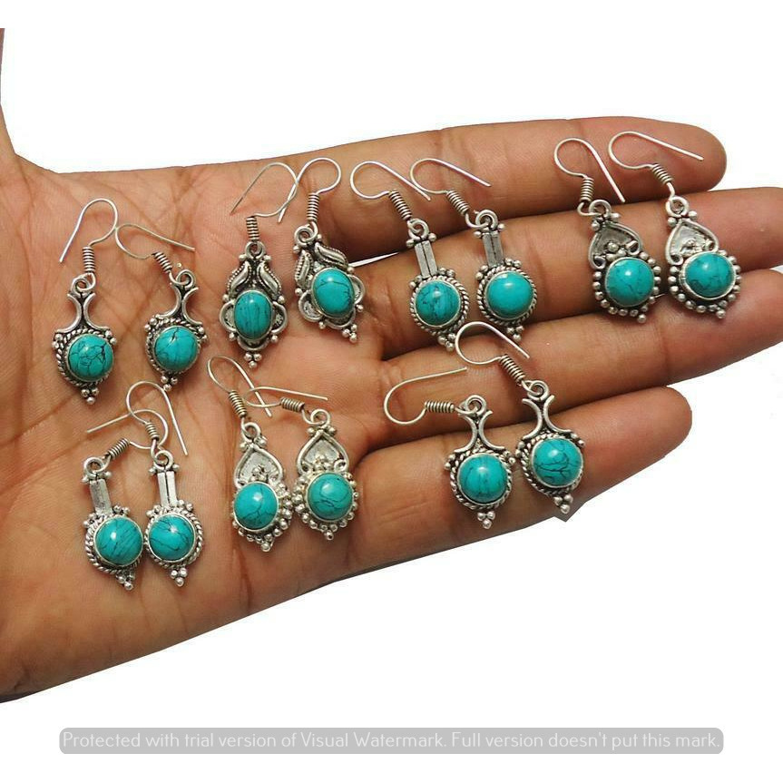 Turquoise 25 Pair Wholesale Lot 925 Sterling Silver Earring NLE-1327