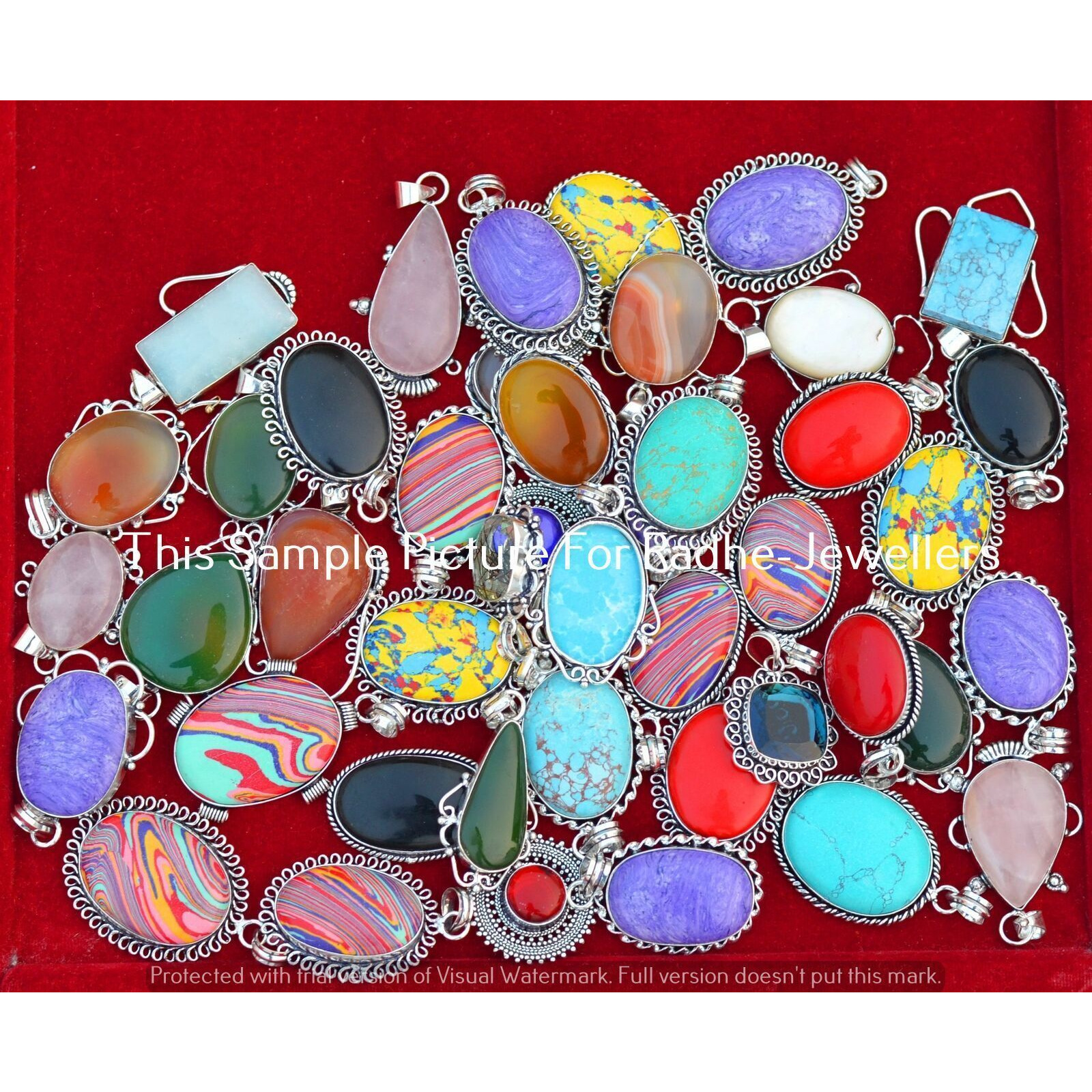 Turquoise 10 PC Wholesale Lots 925 Sterling Silver Plated Pendant Lot-06-329