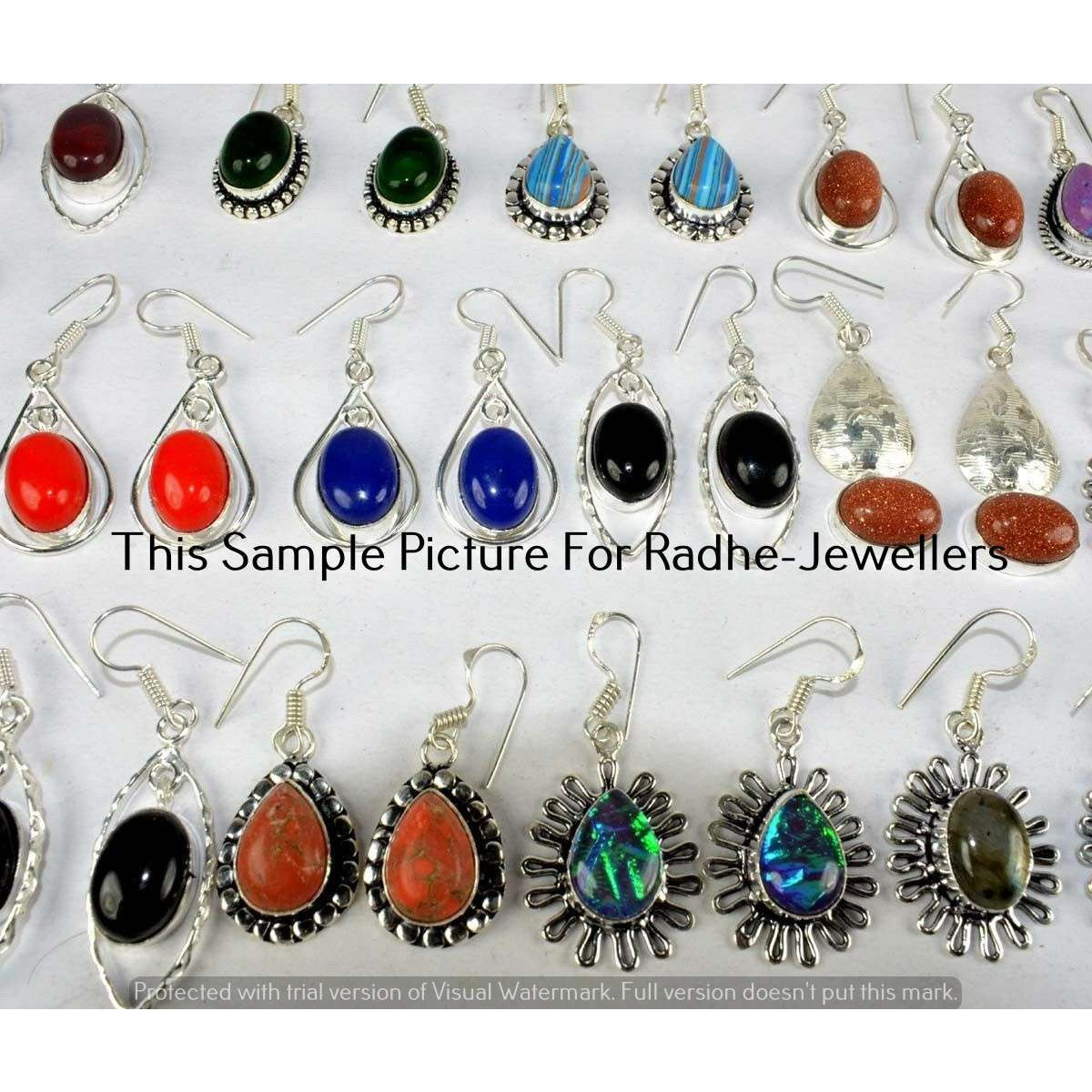 Larimar & Mixed 10 Pair Wholesale Lots 925 Silver Earrings Lot-07-453