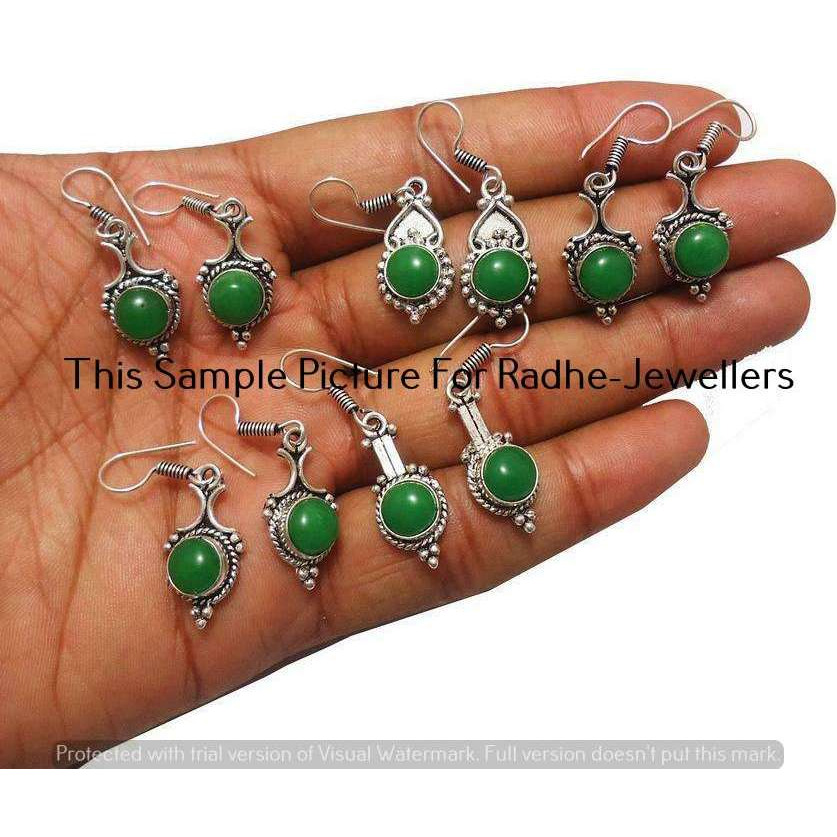 Green Onyx 10 Pair Wholesale Lots 925 Sterling Silver Earrings Lot-07-390