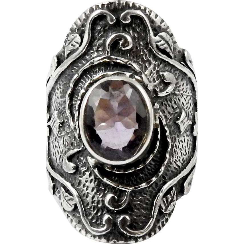 High Work Quality  Amethyst 925 Sterling Silver Ring