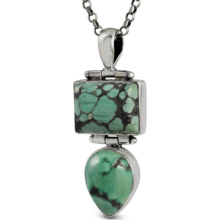 Big Amazing Turquoise Gemstone Silver Pendant Jewelry